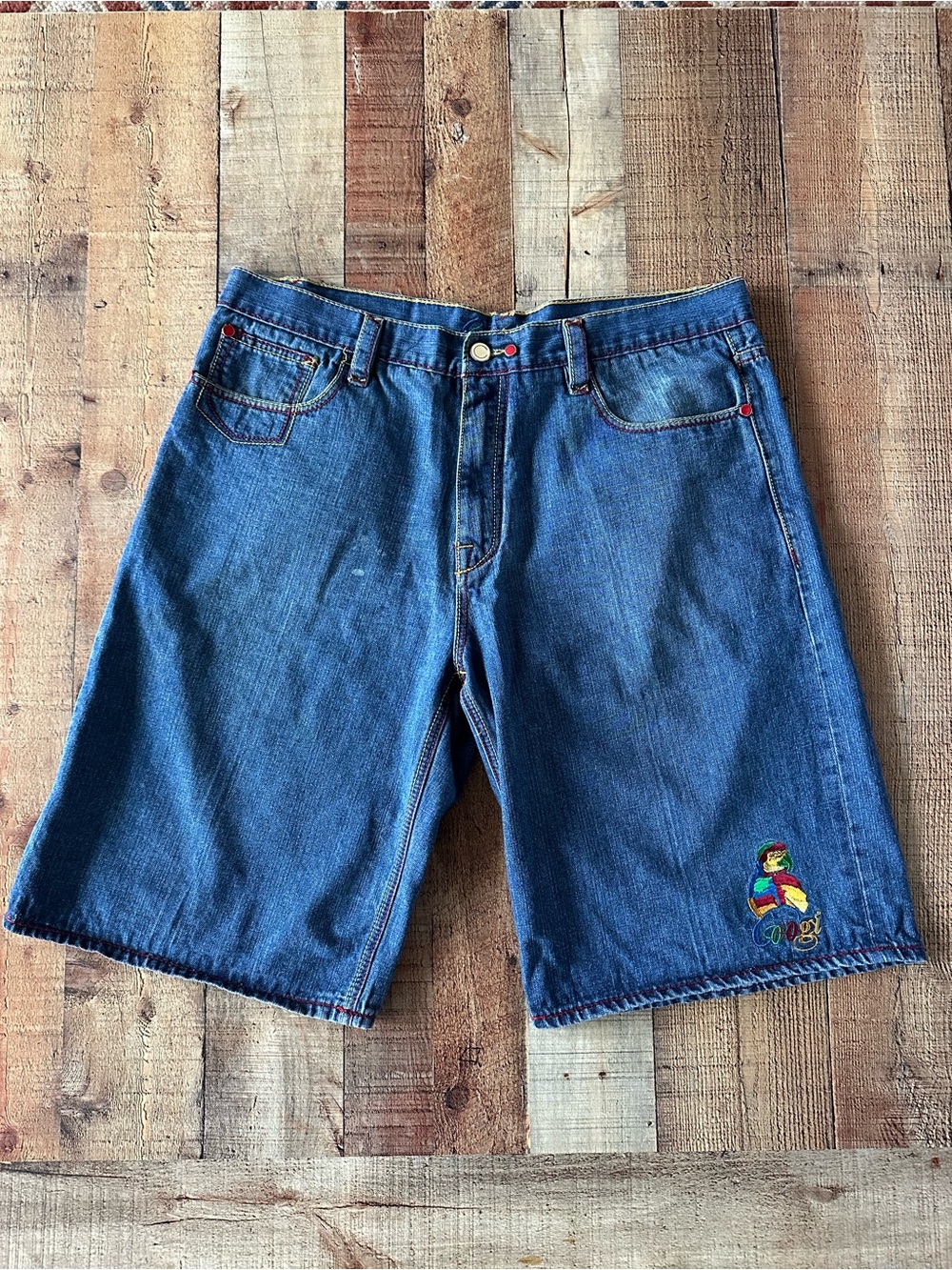 Coogi Vintage Bermuda Shorts Men’s 42 Denim Blue Parrot Embroidered Tropical